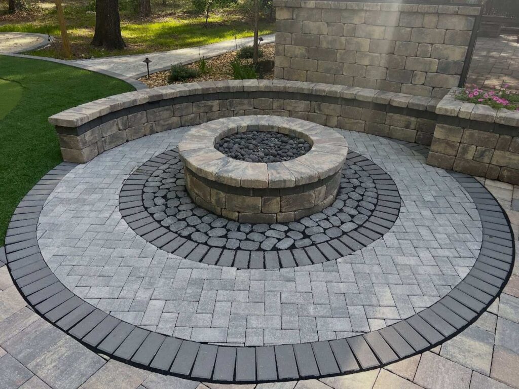 Finished outdoor landscaping and hardscaping project